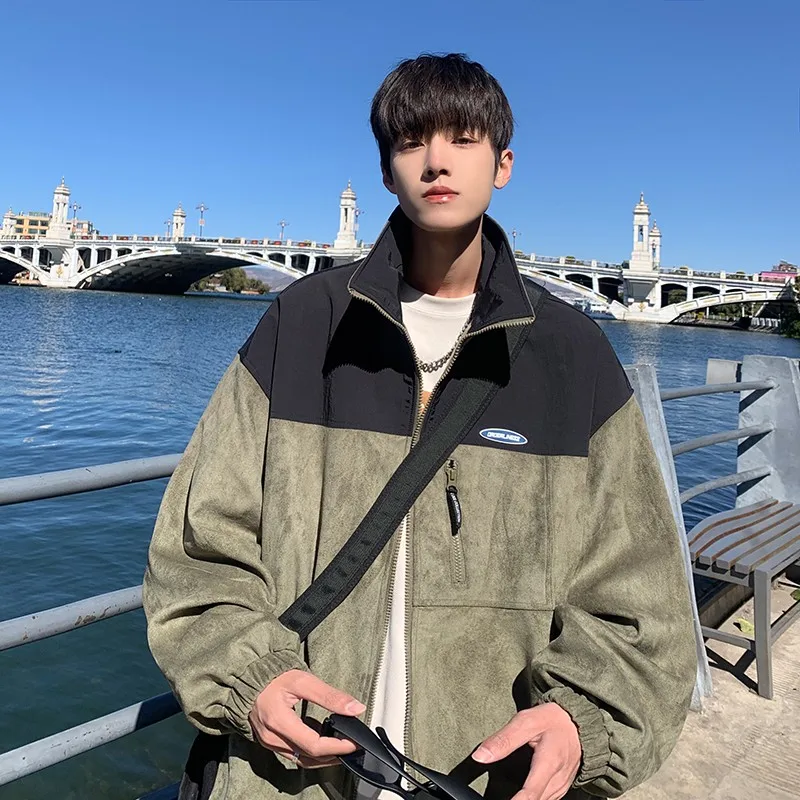 

Мужская бейсбольная куртка American Sle, весенне-осенняя, из кожи и вельвета, в стиле пилот, свободного кроя, с множеством карманов, не требует глажки