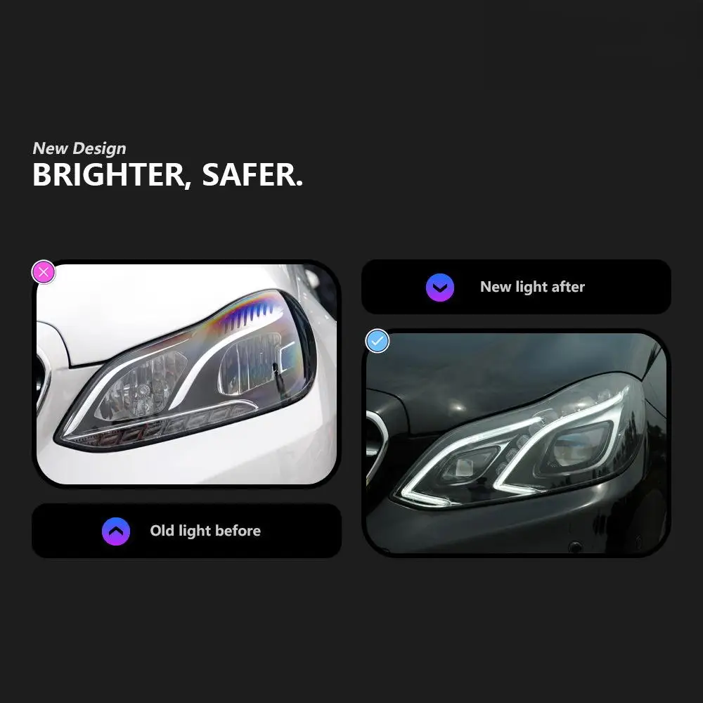 

New RSJ W212 E-Class 2010-2015 Upgraded 12V LED Daytime Running Lights & Turn Signals Front Headlights