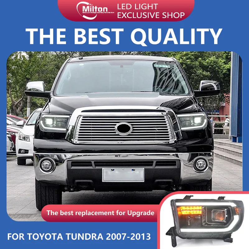 

Pop Pop For Toyota Tundra LED Headlight 2007-2013 Headlights Tundra DRL Turn Signal High Beam Angel Eye Projector Lens