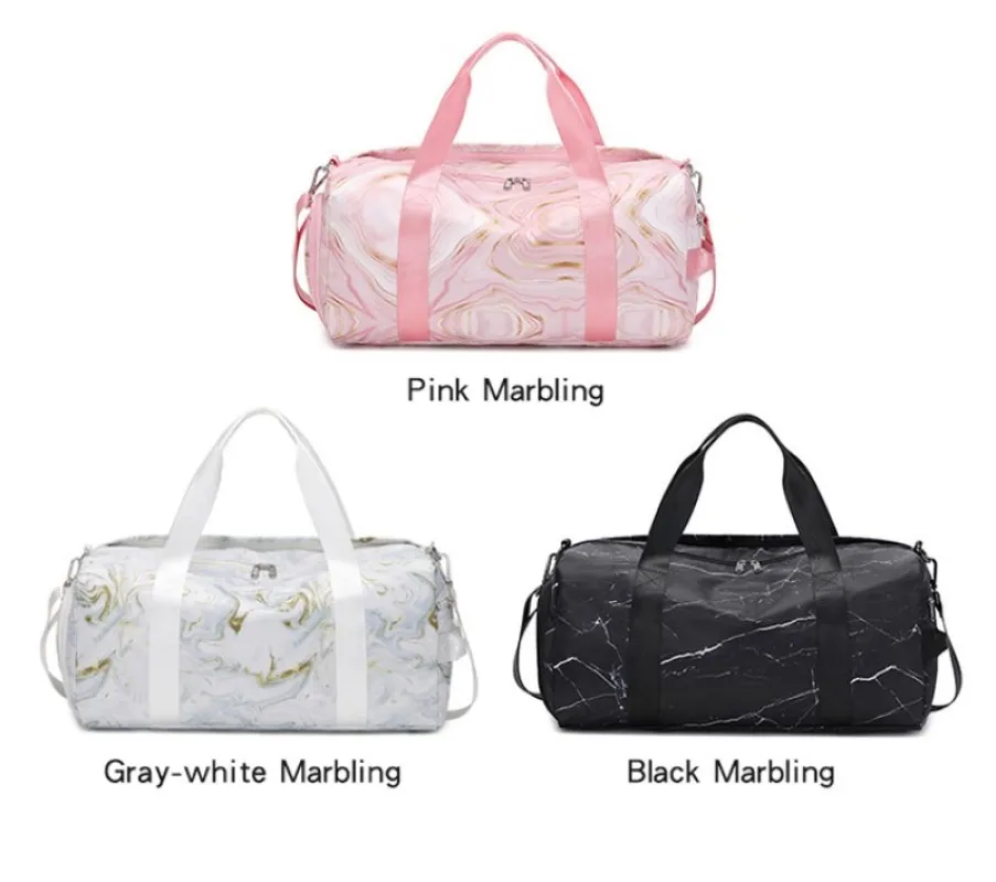 Separação seca e molhada yoga bolsa de ombro grande capacidade marmoreado bolsas de viagem moda feminina tendência casual saco de esportes