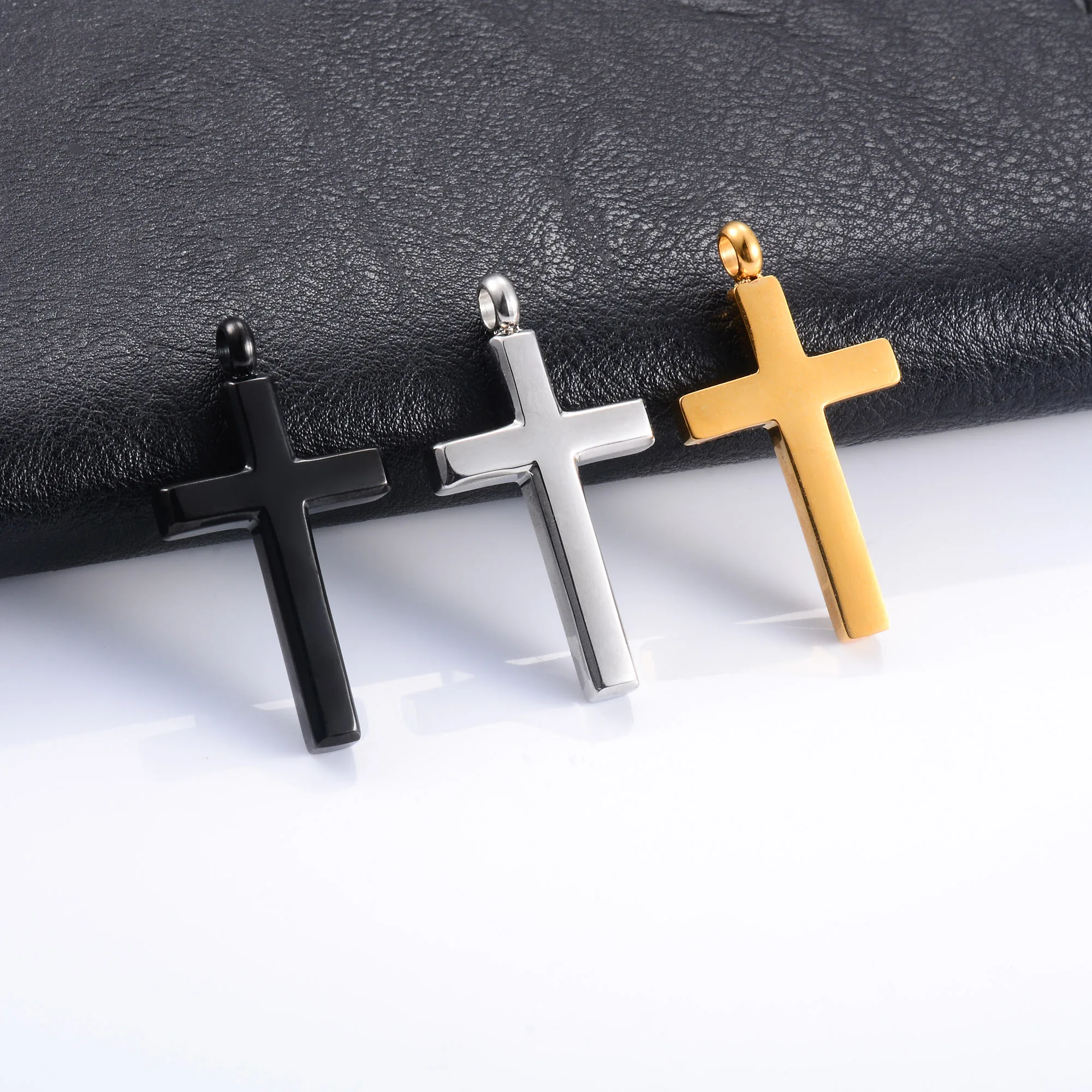 Christian Stainless Steel Cross Pendant Necklace for Women Men Charms for Chain Choker Minimalist Prayer Jewelry Accessories