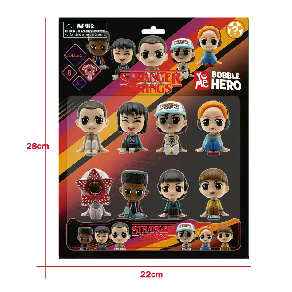 8 szt. Anime Stranger Things Blind Box Figurki w wersji Q, siedzące, Jane Ives/Will Byers, figurka akcji, statuetka na biurko, zabawka, prezent