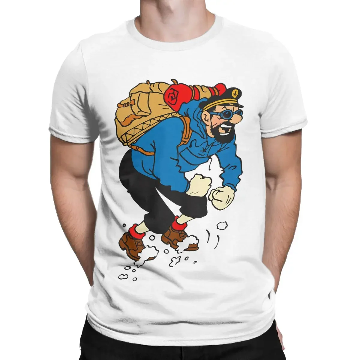 Men's Captain Haddock T Shirts Cartoon 100% Cotton Tops Awesome Short Sleeve Round Neck Tee Shirt Summer T-Shirts