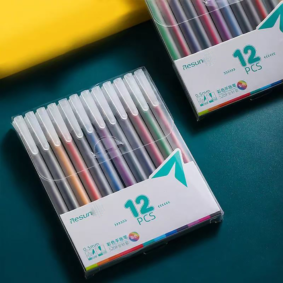  12 Colors 0.5mm Fine Point Gel Pens, Quick Dry No Bleed Journal Pens for Note Taking Drawing School Office Supplies 