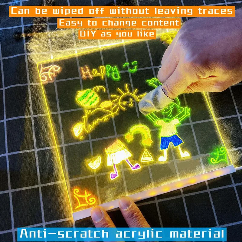 Cretive DIY Manual Luminous Drawing Board Acrylic Sheet Reusable use for Home Decoration/Children Gifts/Study Work Schedule Plan