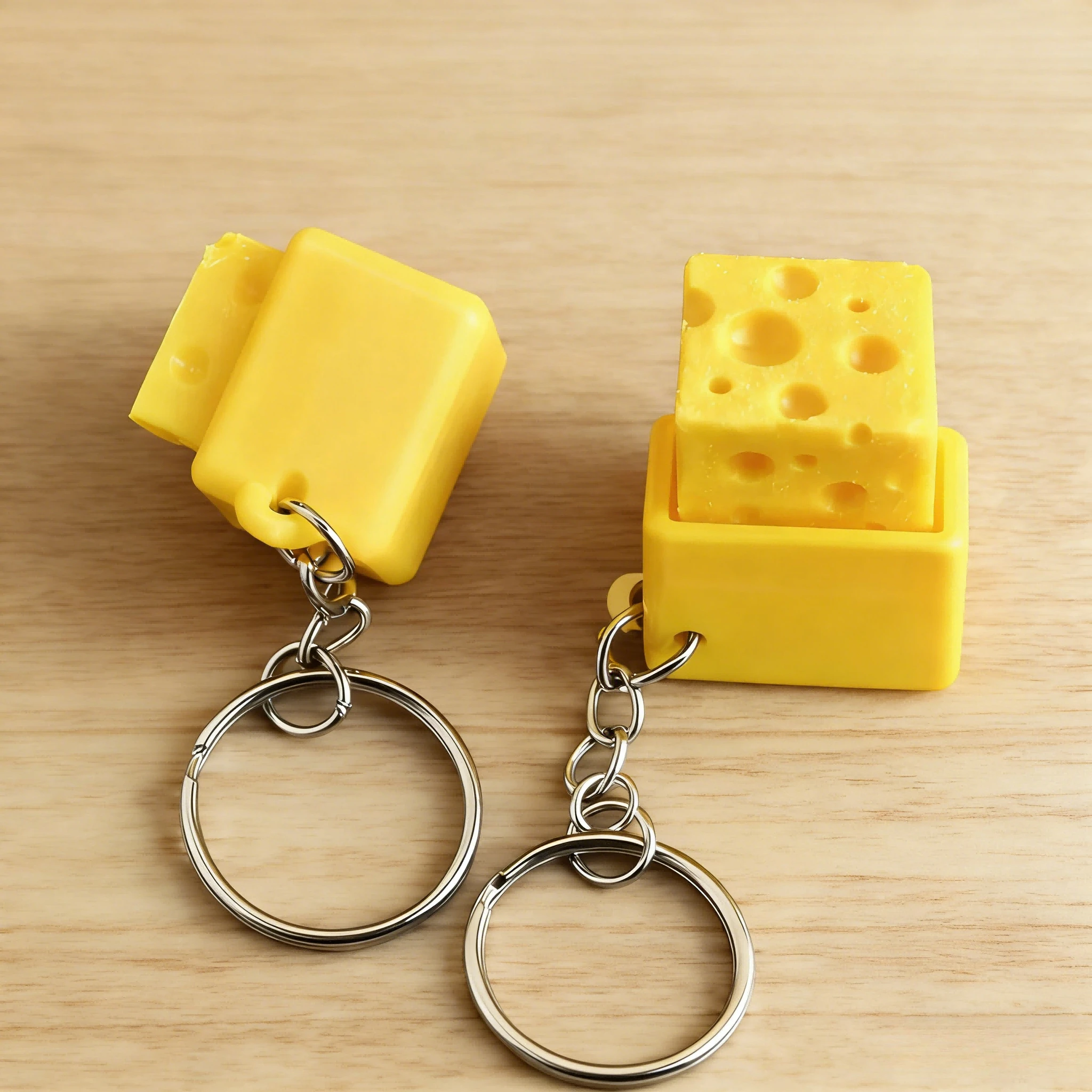 Cheese Clicker Fidget Keychain - Keyboard Style Sensory Toy with Click Sound Stress Relief Anti-Anxiety Gadget for ADHD Adults