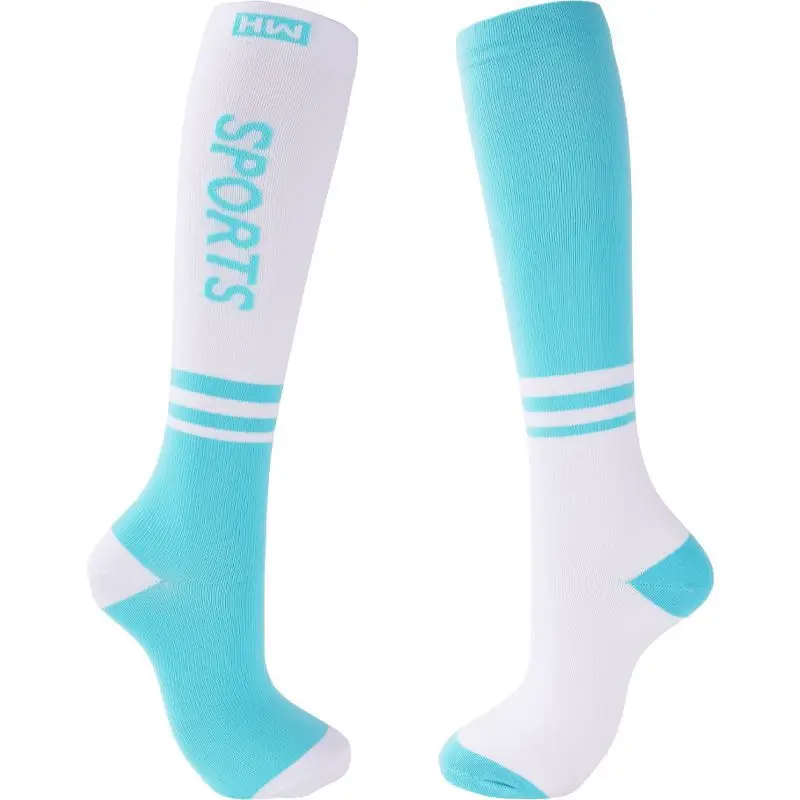 1 Pair Long Stockings Sports Bright Asymmetric English Words Sports High Length Compression Socks Pressure Slimming Yoga Socks