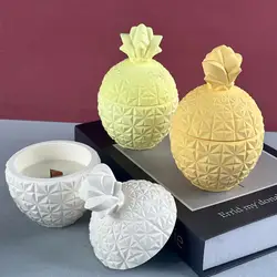 3D Pineapple Shape Jar Silicone Mold DIY Handmade Plaster Resin Candle Pot Jewelry Storage Box Casting Molds Home Decor Ornament