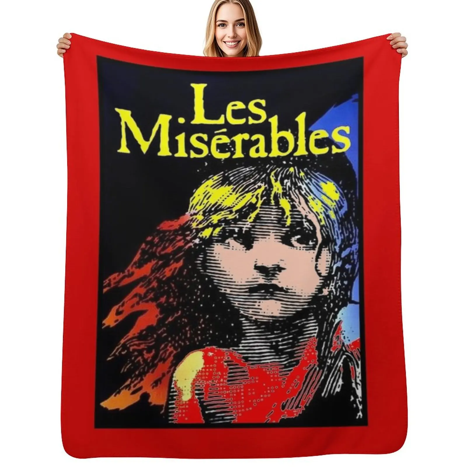 LES MISERABLES: Restored Colorized Advertising Print Throw Blanket Softest Picnic Quilt Designers for babies Bed Blankets