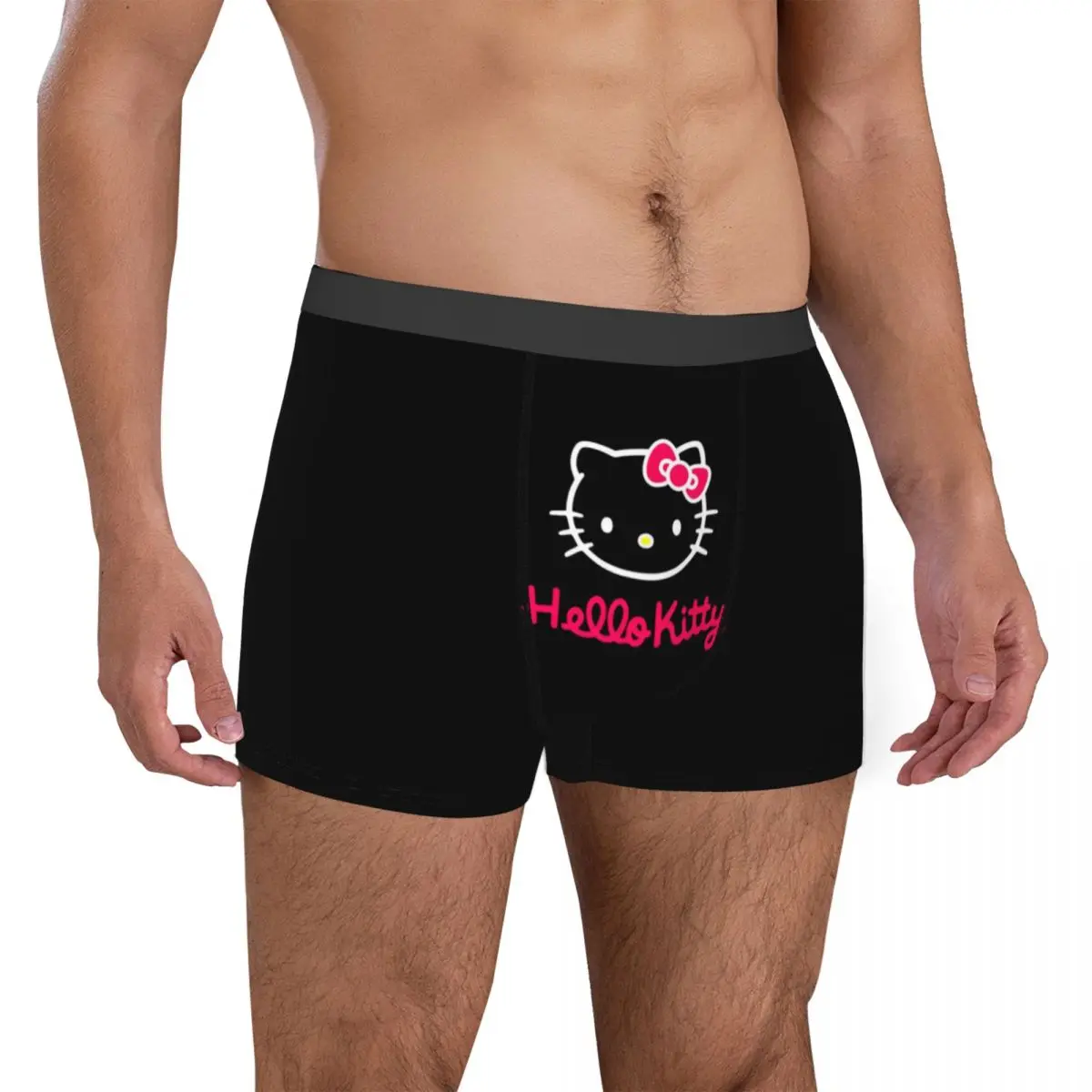 Men\'s Hello Kitty Cute Face Boxers Briefs Ultra Soft Underwear Printed Novelty Underpants