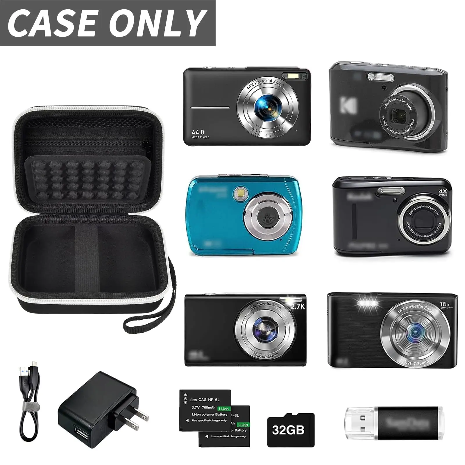 Digital Camera Case for CAMKORY/for Kodak Pixpro/for VAHOIALD/for Sony DSCW800 830/ for Canon PowerShot 180 190. Cameras Storage