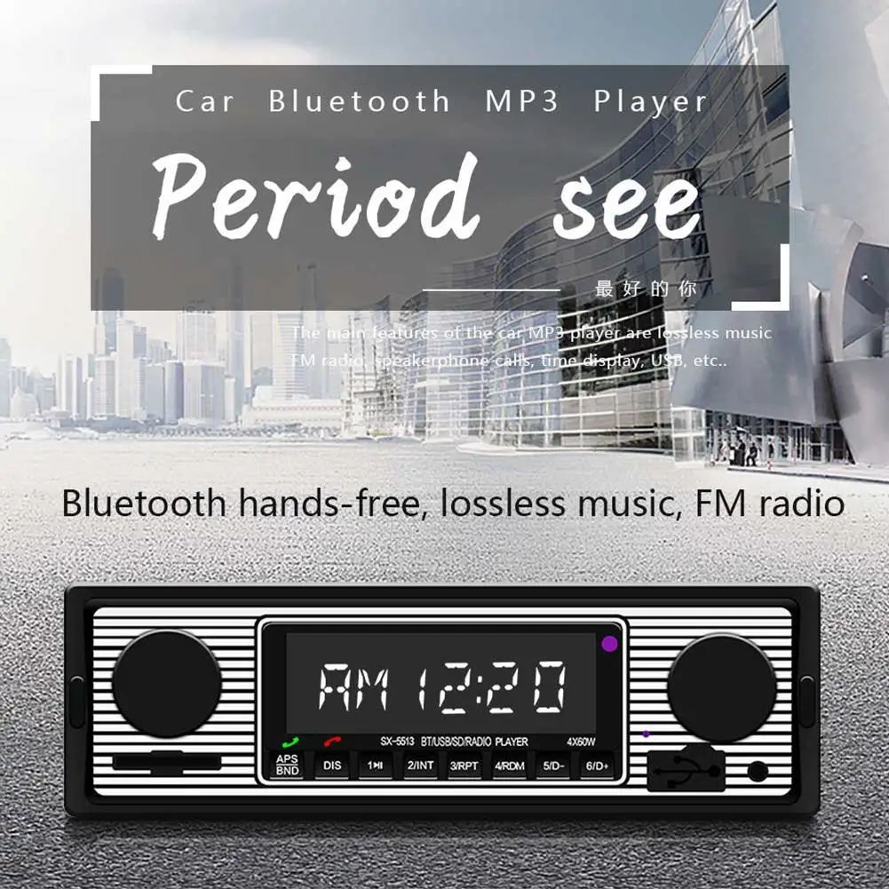 Reproductor MP3 para coche, Radio FM compatible con Bluetooth, llamada manos libres, tarjeta de disco U, Radio auxiliar con Control remoto