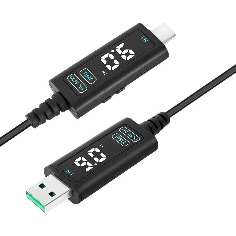 Heat-Resistant Adjustable DC Charging Cable 5V 12V 20V USB/Type-C to DC 5.5*2.5mm for Long Time Device Power Supply