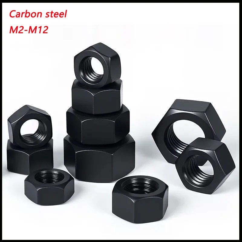 1/2/5/10/20/25/50 Black Grade 8.8 Steel DIN934 Hex Hexagon Nut M1.4 M1.6 M2 M2.5 M3 M3.5 M4 M5 M6 M8 M10 M12 M14 M16