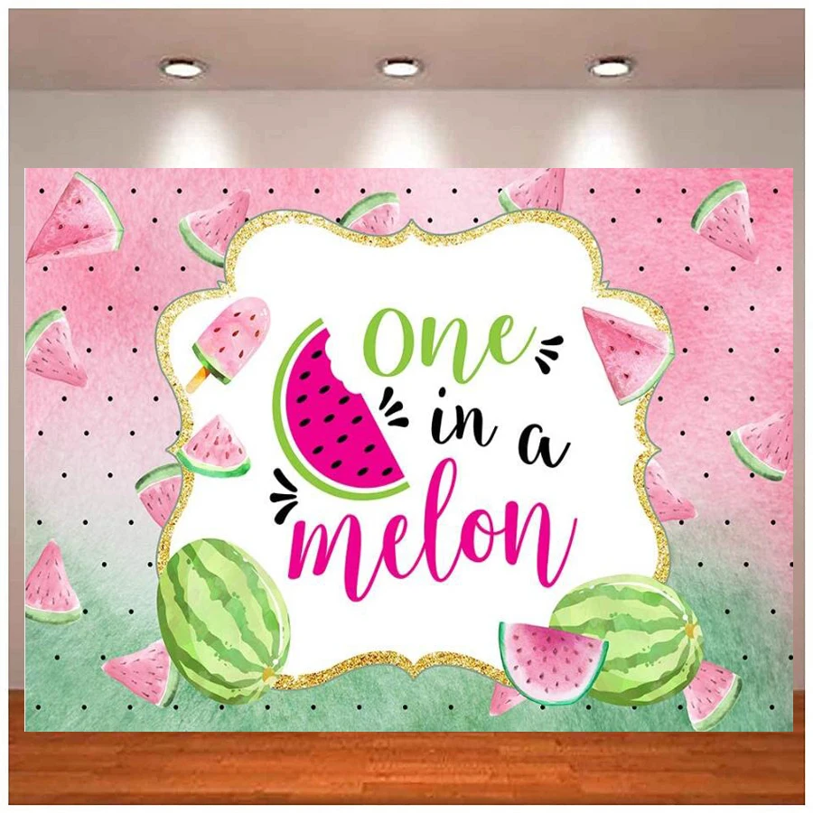 

Photography Backdrop One In A Melon Watercolor Sweet Summer Fruit Watermelon Theme Party 1st Birthday Background For Girl