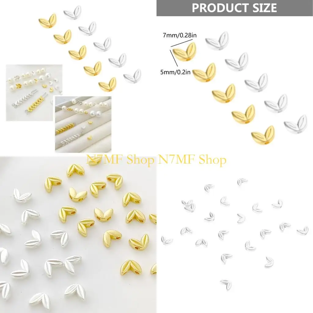 

N7MF 20 шт., бусины-разделители с двойным отверстием, пшеничные ушки, ювелирные компоненты, изысканный браслет, ожерелье,