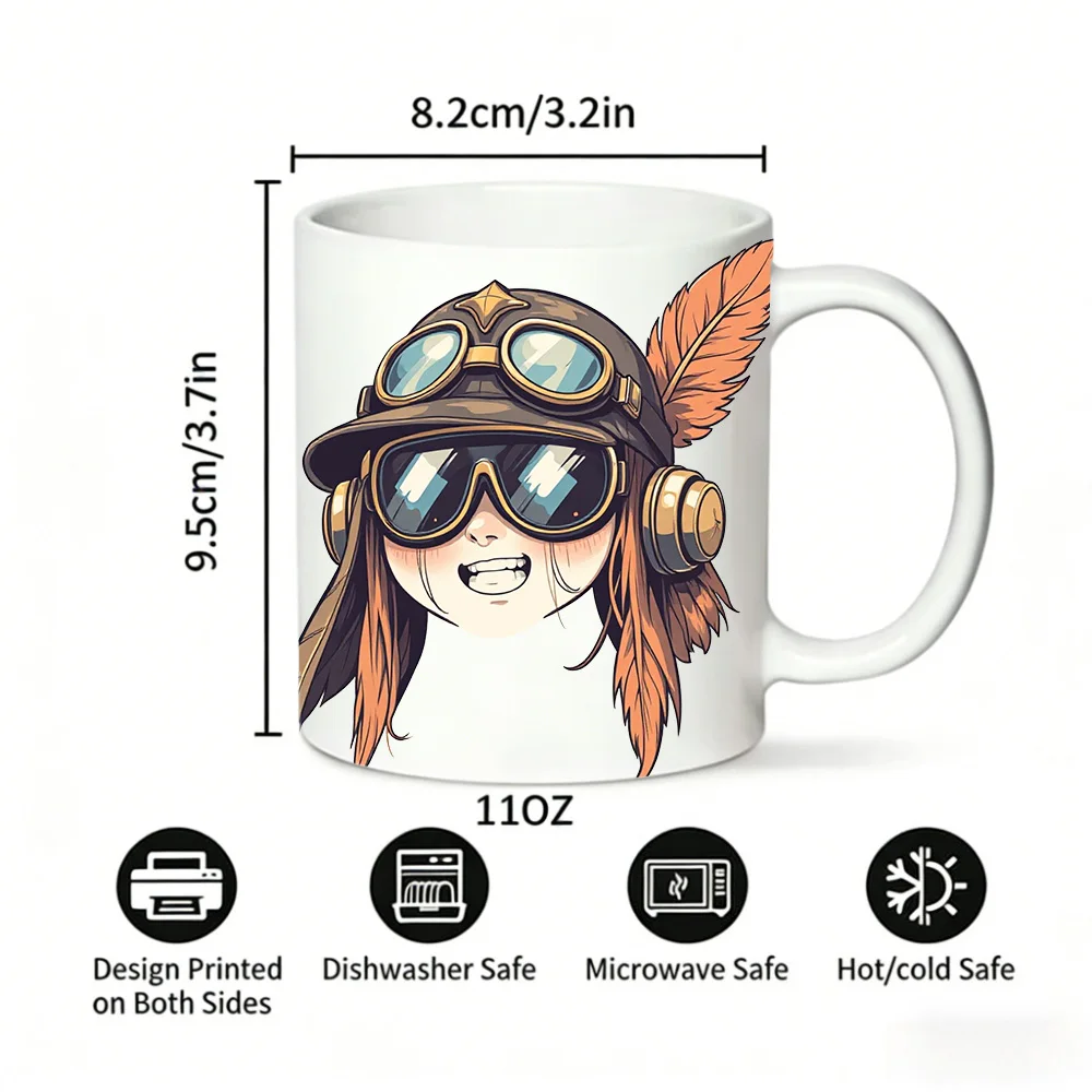 Cool Retro Pilot Goggles ceramic mug, coffee cup, milk cup, office tea cup, drinking cup, gift for friends, fade-resistant