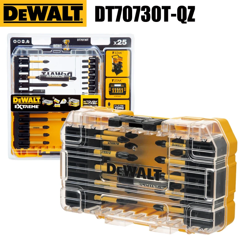 dewalt conjuntos de broca de chave de fenda magnetica driver de madeira ou metal acessorios para ferramentas eletricas cabeca de soquete de mm dt70730t qz 25 pcs 01