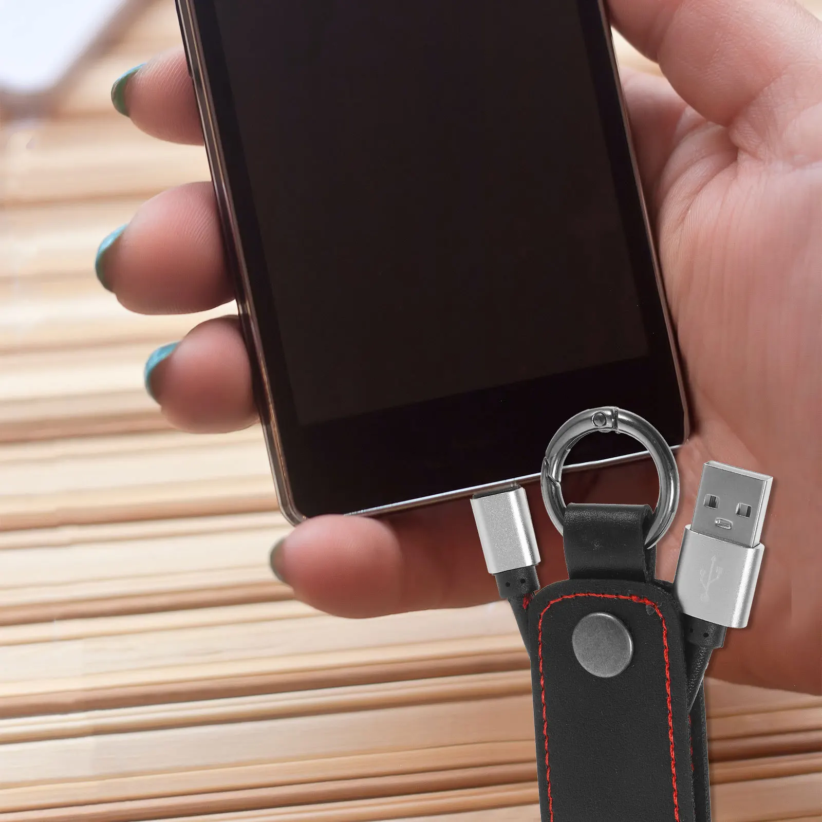 سلسلة مفاتيح من النوع C، كابل USB للشحن السريع، حامل مفاتيح متين ومرن وصديق للبيئة، كابل مزامنة البيانات متوافق