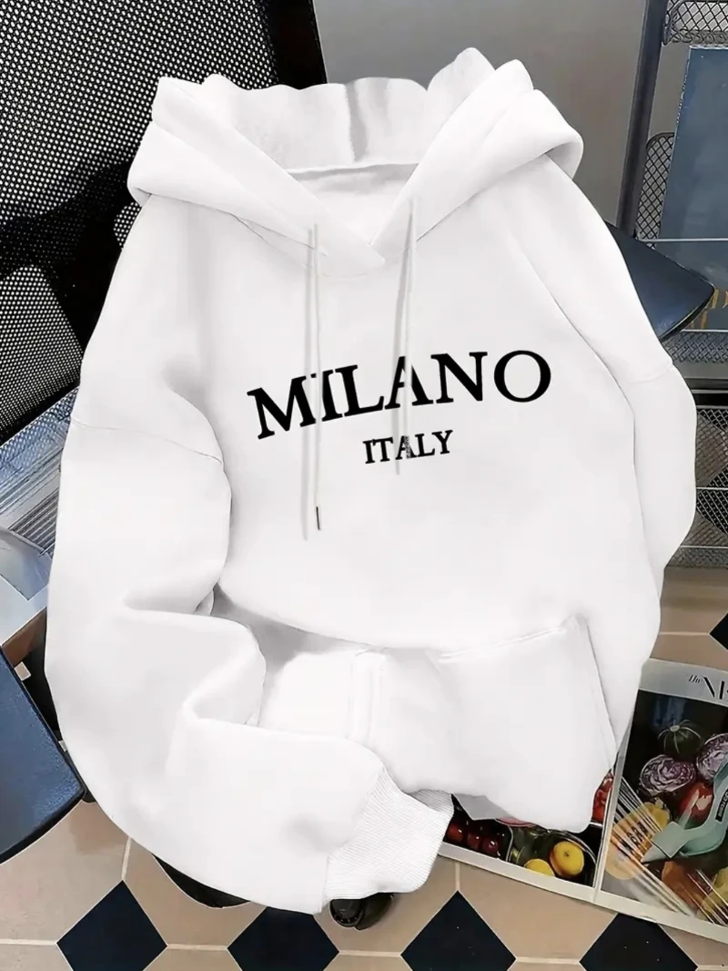 

2025 Autumn and Winter Oversized White Hooded Sweatshirt Italy High-end Luxury Is for Both Men and Women Top Y2k