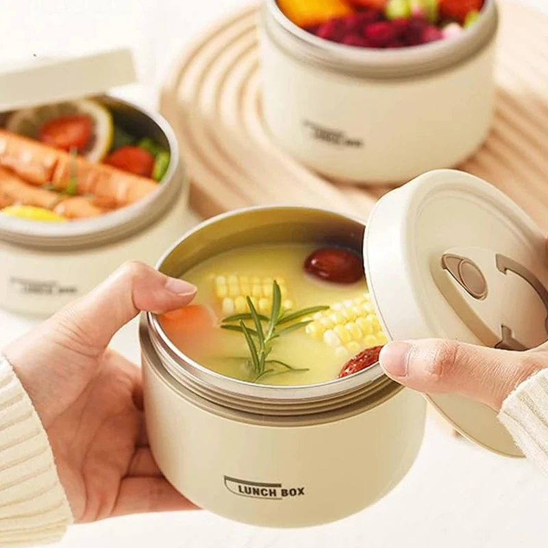Portable Insulated Food Lunch Container Set With Thermal Lunch Box 3 Separate Stackable Lunch Container For Adult Kids