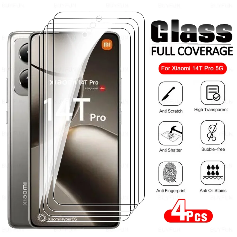 

4Pcs Glass Screen Protector For Xiaomi 14T Pro Protective Phone Tempered Glass Xiaomi14T Xiaomi14TPro Mi 14TPro 14 T T14 5G 2024