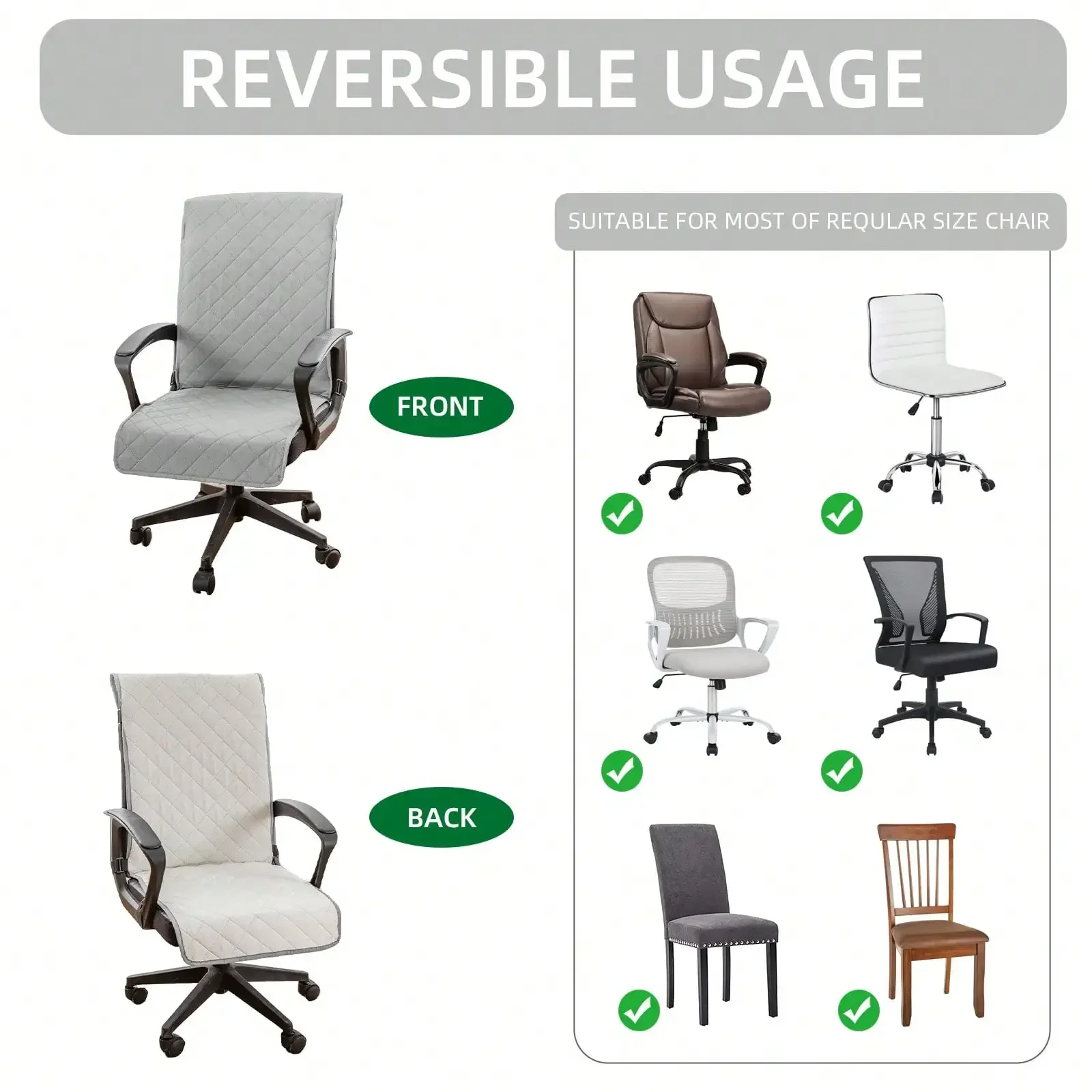 1pc Water-Resistant,Oil-Proof and Dust-Proof Chair Covers for Office Chairs, All-Season Universal Diamond-Grid Seat Covers