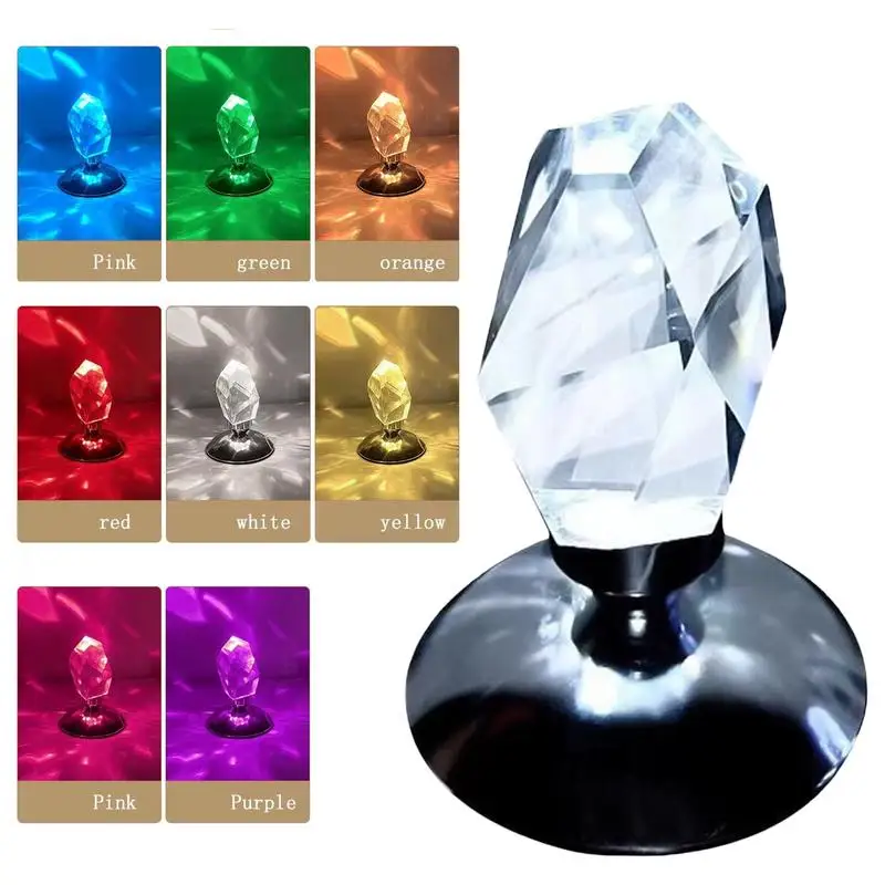 16 color RGB gemstone shape table lamp with remote control crystal night light for bedroom nightstand holiday decoration