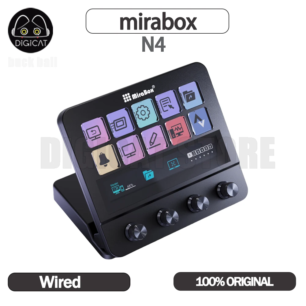 MBox N4 Stream Deck With Knob Mirabox StreamDeck LCD Button Live Content Creation Controller Mini Keypad Custom Stream Dock Gift