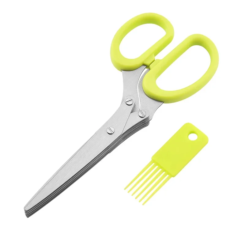 3 / 5 camada multifuncional salada vegetal cortar tesoura de cebolinha de aço inoxidável cortador de cozinha tesouras acessórios