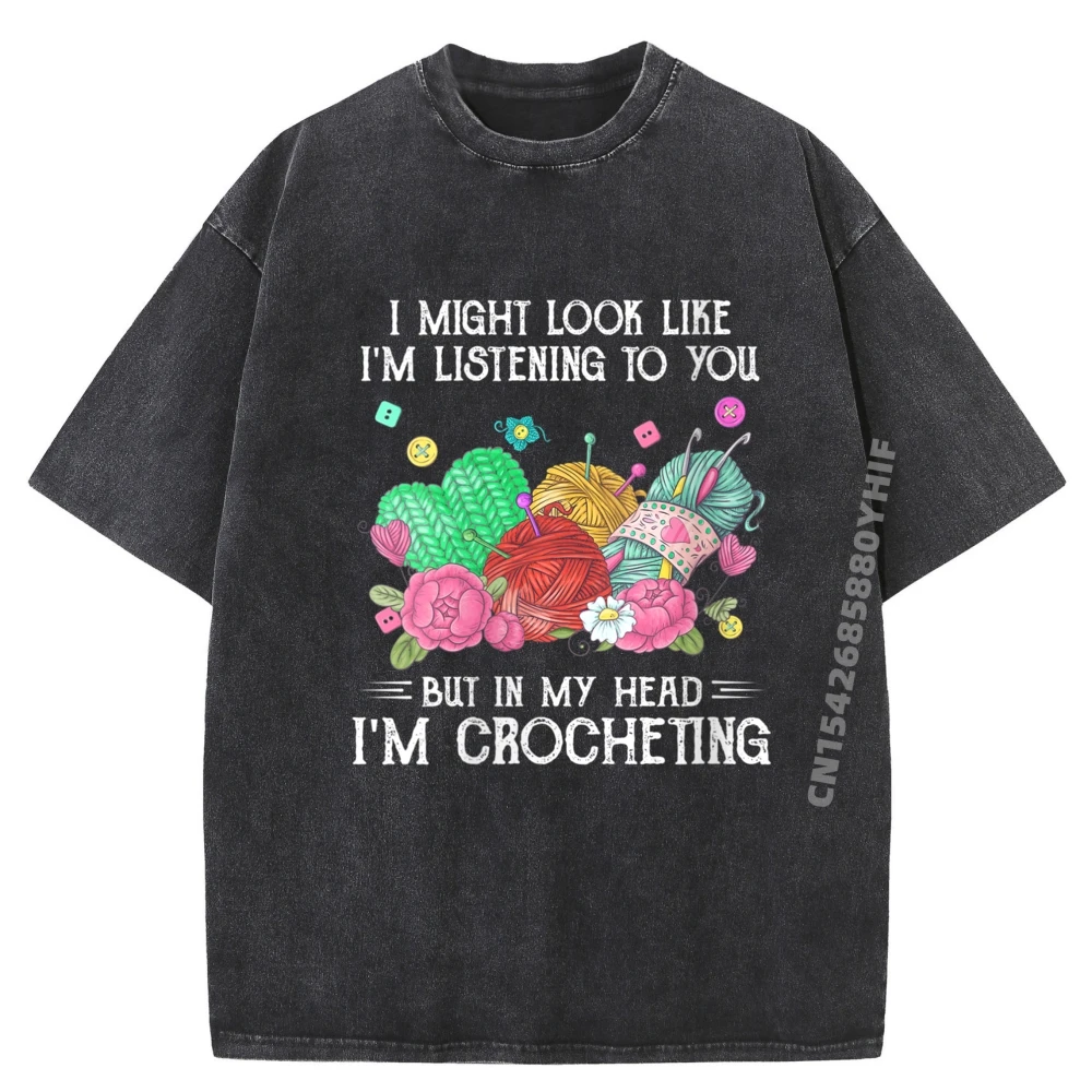 

Я могу выглядит так, я м слушаю тебя в моей головой, вязаные крючком рубашки с рисунком, забавная стираная одежда