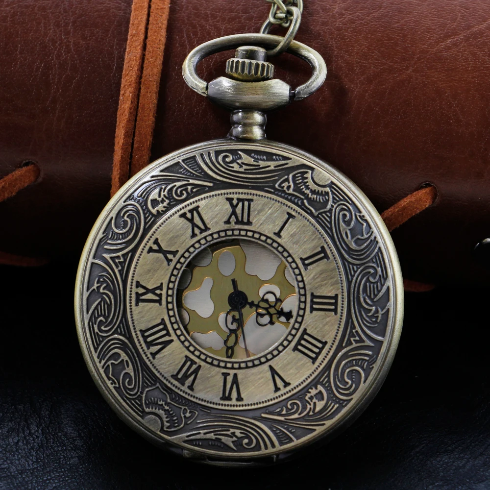 High Quality Neutral Necklace Timing Pendant Men's and Women's Pocket Watch Gift Bronze Roman Numeral Quartz Pocket Watch Cf1019