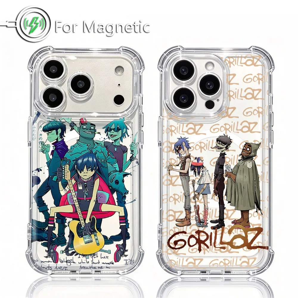 Band g-gorillazs Magnetic Phone Case for Samsung Galaxy S23 S24 S25 S26 Plus Ultra Edge FE 5G Clear Anti Fall Cover