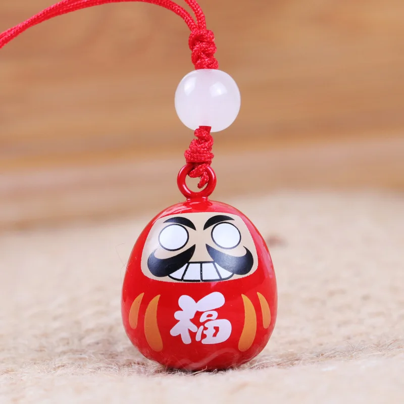 keychain ranma Japanese Daruma Pendant Fully Enclosed Water Sound Bells Strap Car Key Bag Pray Pendant Keychains Couples