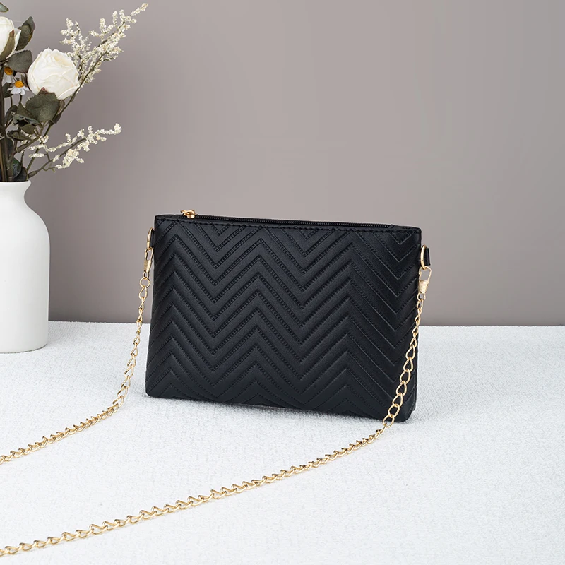 Neue minimalist ische Damen handtasche Kette gestreifte Umhängetasche Dual-Use-Damen tasche – Detail 3