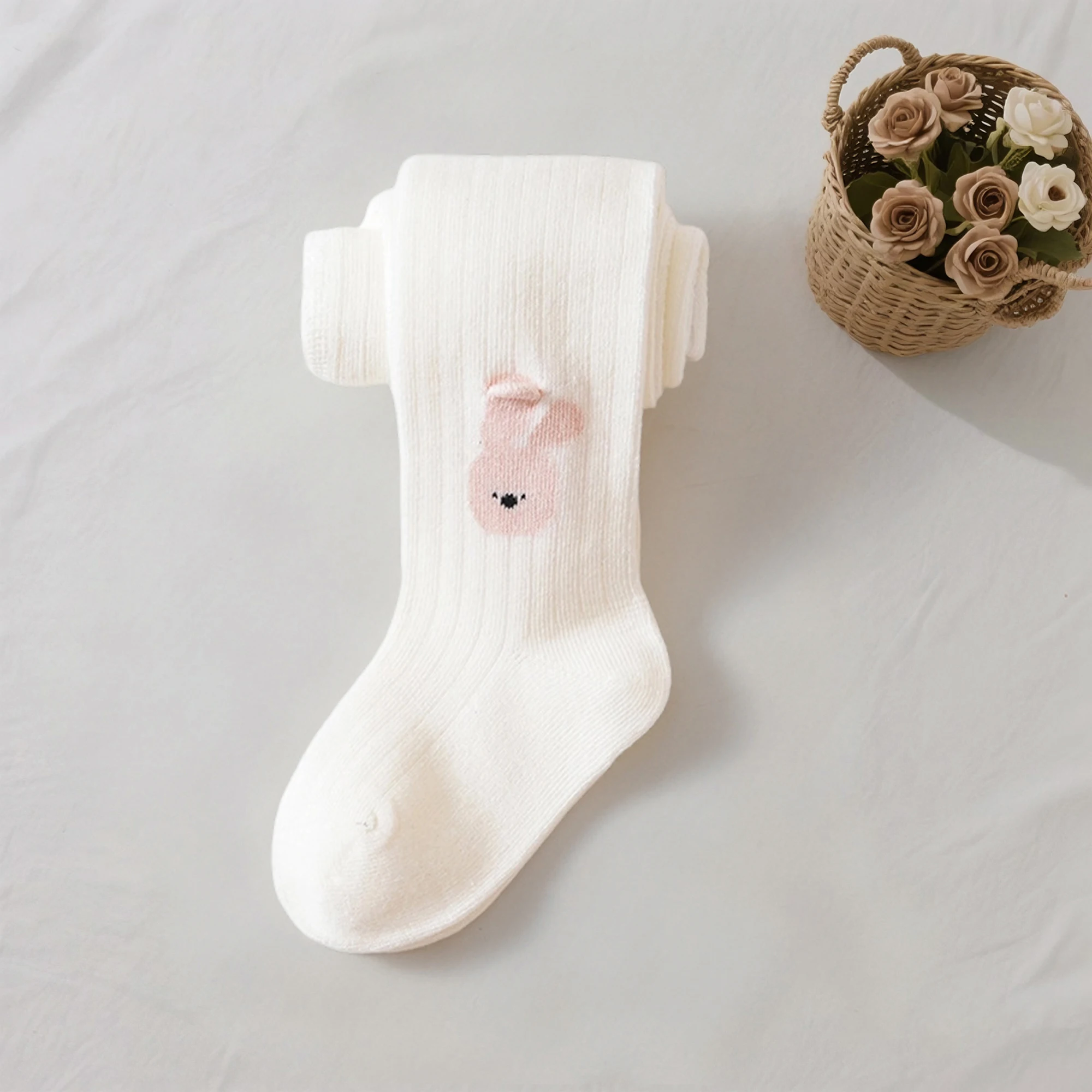 ユニコーンフラワーハートデザインの愛らしいベビーガールレギンス - 小さな女の子のための柔らかく伸縮性のある幼児用タイツ