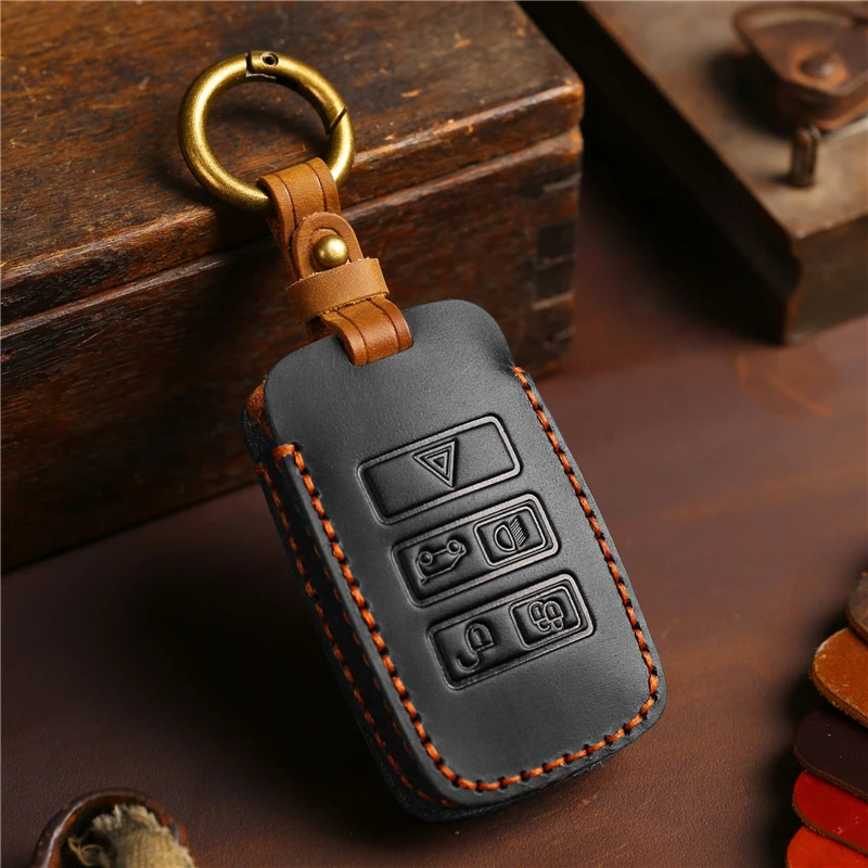 

High Quality Leather Car Remote Key Cover Case Holder shell For Jaguar New F-PACE S-TYPE C-X16 V12 XE XJ XJL XF E-PACE Guitar