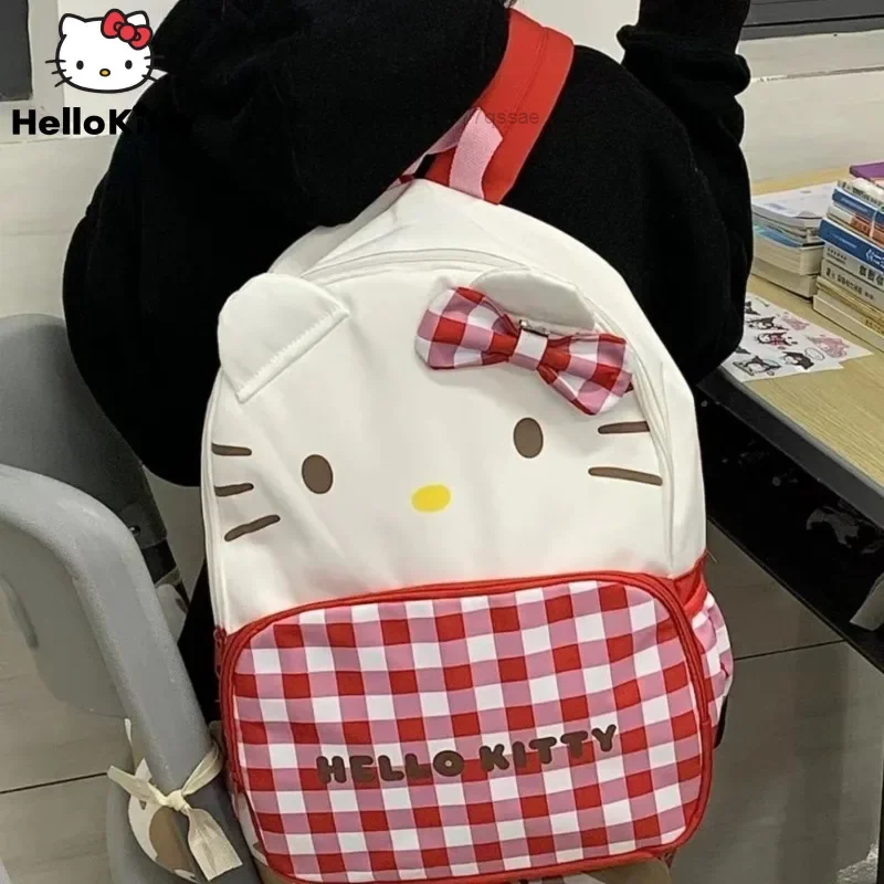 13 in Sanrio Hello Kitty Melody Zipper Nylon Backpack For Women Y2k Cute Cartoon Zipper Backpack Large Capacity School Bags