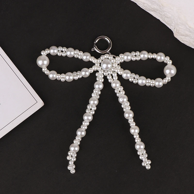 Double Layered Pearl Bead Bowknot Charm Shoe Buckle Decoration Bag Pendant Accessories