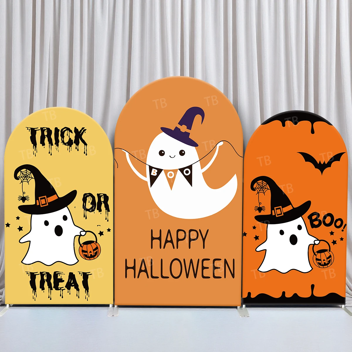 

TB Happy Halloween Theme Arch Backdrop Cover Cute Ghost Festival Party Baby Shower Photography Background Decor Elastic Fabric