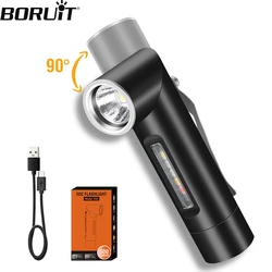 BORUiT V5S Super Bright LED Variable EDC Flashlight Type-C Rechargeable Torch Waterproof Magnet Work Light Pen Clip Lantern