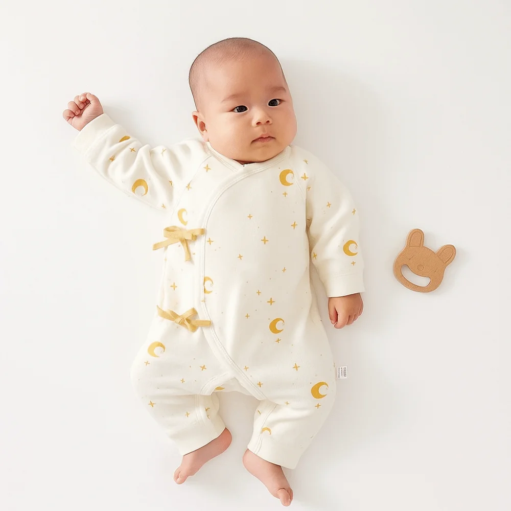 

0-6 Months Soft Baby Jumpsuit Button Design Cartoon Pattern Infant Romper Cute Printed Cotton Newborn Onesie Newborn Baby