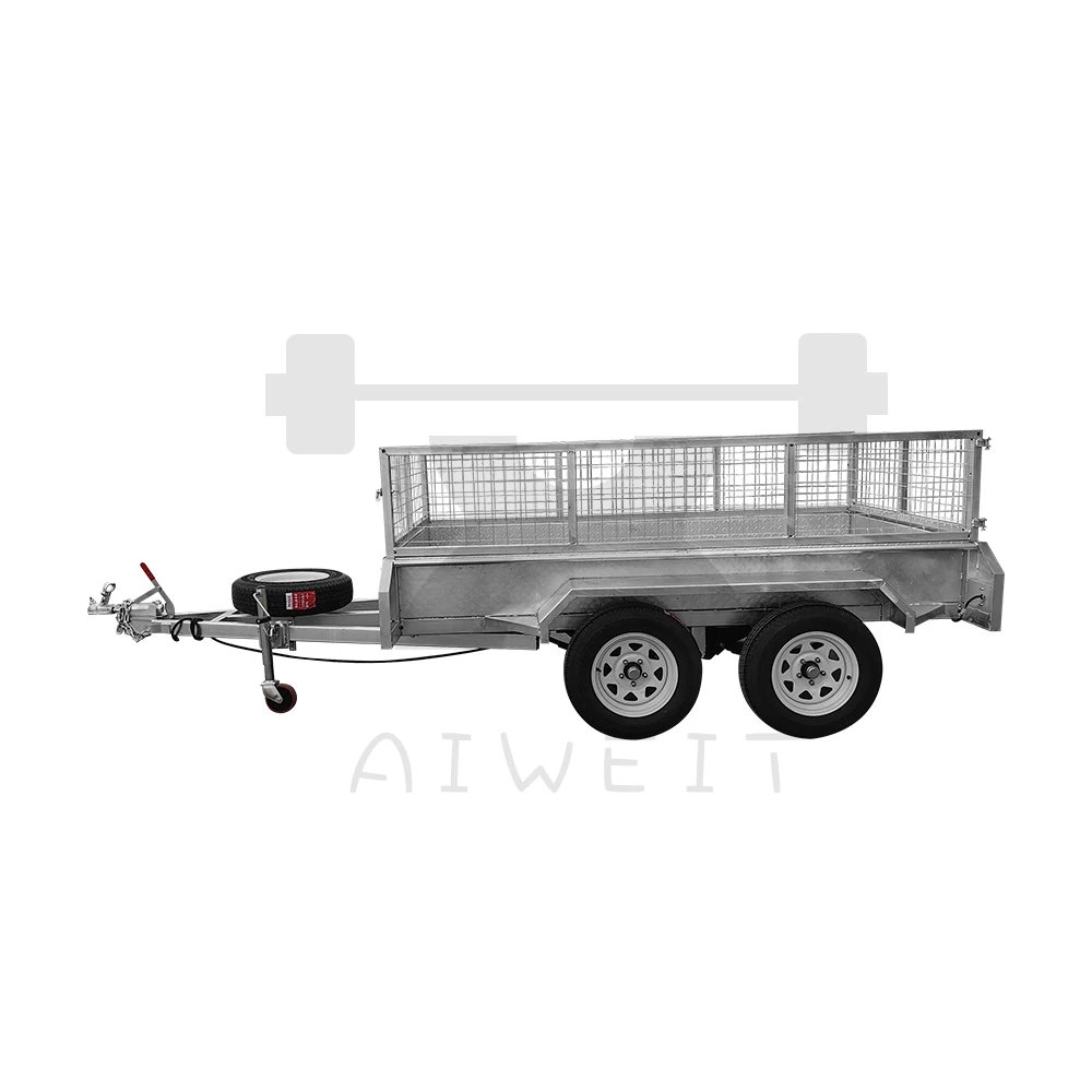 （Factory Direct Sale）Galvanized Box Cage Car Utility Trailer Customized Small Trailer Practical Farm Trailer