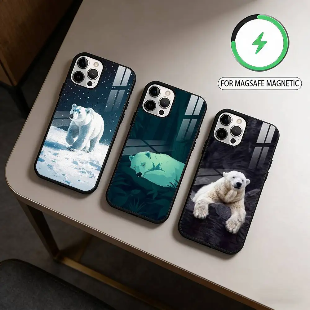 

A-Animal P-Polar B-Bear Phone Case For iPhone17,16,15,14,13,12,11 Plus,Pro Max Magnetic For Magsafe Wireless Charging