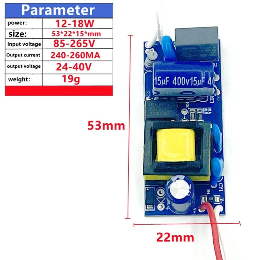 1-18W LED Lamp Driver Light Transformer Input AC85-265V adattatore di alimentazione 240mA-260mA corrente per alimentatore faretto LED