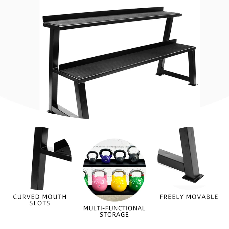 2-Tier Kettlebell Storage Rack Strength Training Gym Accessory