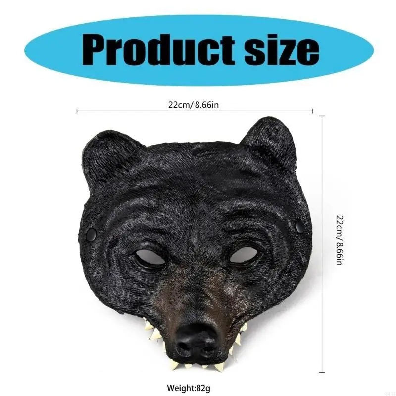 B95F Multifunctioneel beerkostuummasker voor kinderen en volwassenen Dierenkop Halfgelaatsmasker voor Halloween