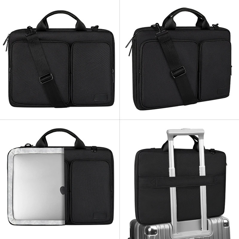 AU67-Zipper Binder With Sturdy Shoulder Strap & Multiple Pockets,For Office School Use, For Laptops,13.3 Inch