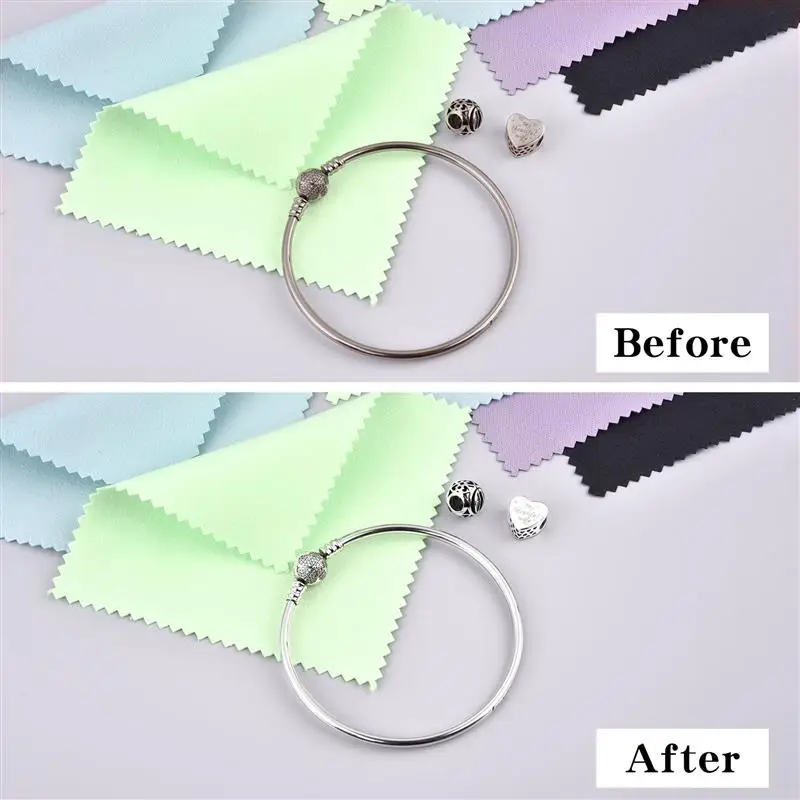 10Pcs/pack Multi Size Silver Polishing Cloth Jewelry Cleaning Anti Tarnish Reusable Soft Wiping Cloth Keep Jewelry Shining Tools