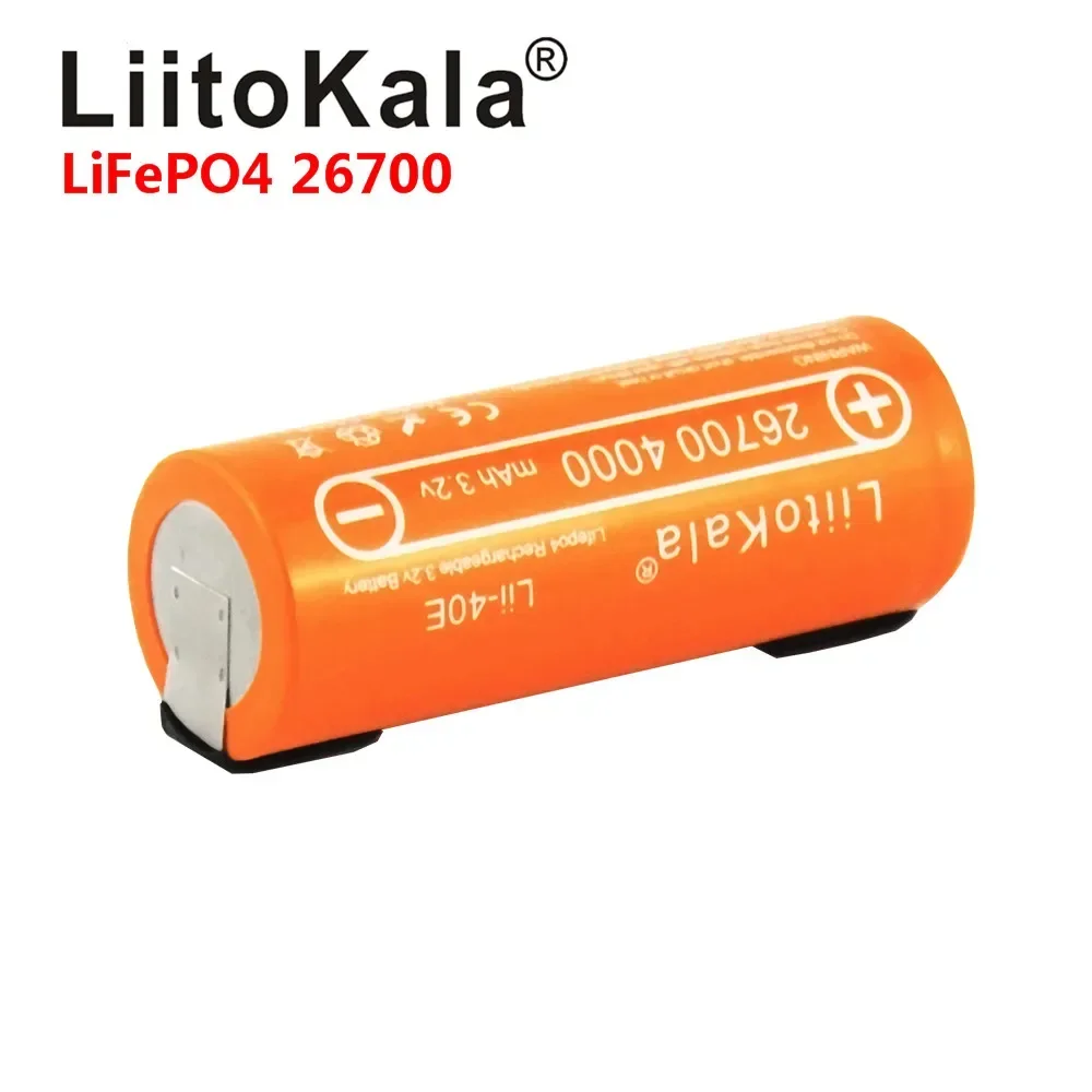 LiitoKala 3.2V 26700 4000mAh LiFePO4 bateria 35A ciągłe rozładowanie maksymalnej dużej mocy + niklowane arkusze